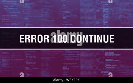 Error 100 with Binary code digital technology background. Abstract ...