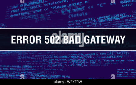 Error 502 Bad Gateway text written on Programming code abstract ...