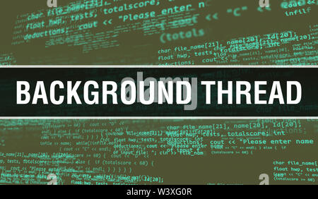 Thread text written on Programming code abstract technology background ...
