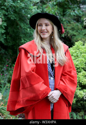 Singer and songwriter Ellie Goulding in the grounds of Canterbury Cathedral, Kent, before receiving an honorary Doctor of Arts degree from the University of Kent. Stock Photo