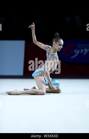 Anastasia Guzenkova from Russia performs her ball routine during 2019 Grand Prix de Thiais Stock Photo