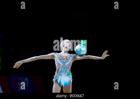 Anastasia Guzenkova from Russia performs her ball routine during 2019 Grand Prix de Thiais Stock Photo