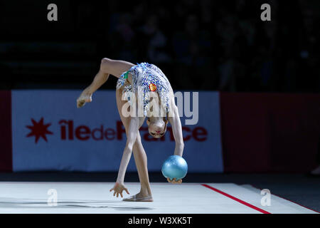 Anastasia Guzenkova from Russia performs her ball routine during 2019 Grand Prix de Thiais Stock Photo