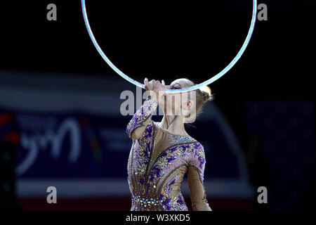 Valerie Romenski from France performs her hoop routine during 2019 Grand Prix de Thiais Stock Photo