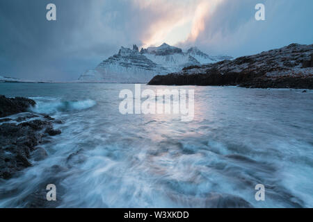 Winter storm in the Westfjords, Iceland Beautiful nature background Stock Photo