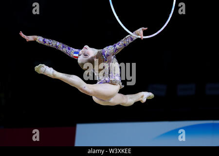 Valerie Romenski from France performs her hoop routine during 2019 Grand Prix de Thiais Stock Photo