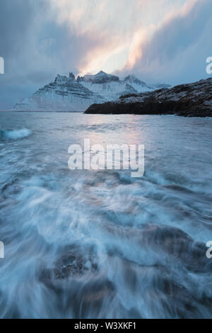 Winter storm in the Westfjords, Iceland Beautiful nature background Stock Photo