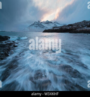 Winter storm in the Westfjords, Iceland Beautiful nature background Stock Photo