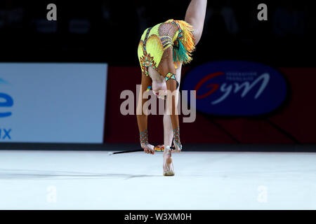 Yeva Meleshchuk from Ukraine performs her clubs routine during 2019 Grand Prix de Thiais Stock Photo