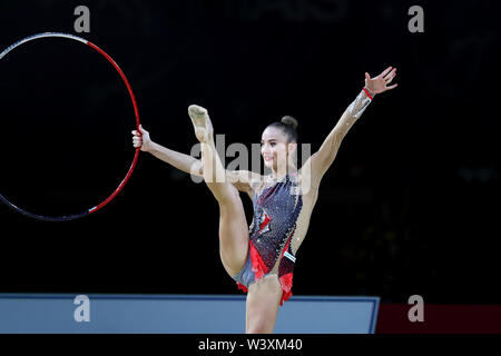 Ekaterina Vedeneeva from Slovenia performs her hoop routine during 2019 Grand Prix de Thiais Stock Photo