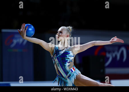 Kseniya Moustafaeva from France performs her ball routine  during 2019 Grand Prix de Thiais Stock Photo