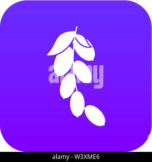 Branch of cornel or dogwood berries icon digital purple Stock Vector