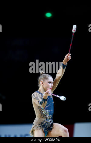 Valerie Romenski from France performs her clubs routine during 2019 Grand Prix de Thiais Stock Photo