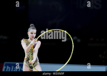 Dina Averina from Russia performs her hoop routine during 2019 Grand Prix de Thiais Stock Photo