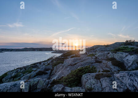 Resö, Sweden - July 16, 2017: Sunset on the west coast of Sweden. Stock Photo