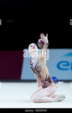 Sabina Zalesakova from Czech Republic performs her ball routine during 2019 Grand Prix de Thiais Stock Photo