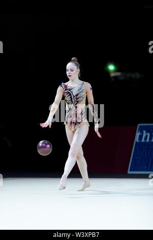 Sabina Zalesakova from Czech Republic performs her ball routine during 2019 Grand Prix de Thiais Stock Photo