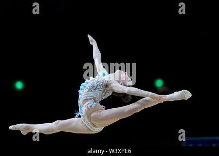Maria Ano from Spain performs her hoop routine during 2019 Grand Prix de Thiais Stock Photo