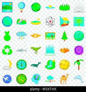 Miami icons set, cartoon style Stock Vector
