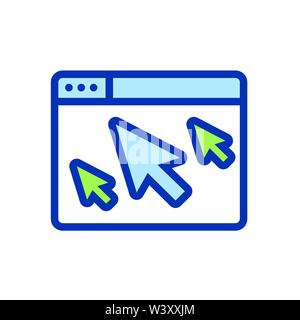 Website clicks icon ; pointer icon - unscrupulously acquiring website clicks Stock Vector