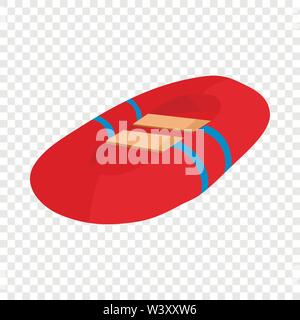 Red inflatable boat icon, cartoon style Stock Vector