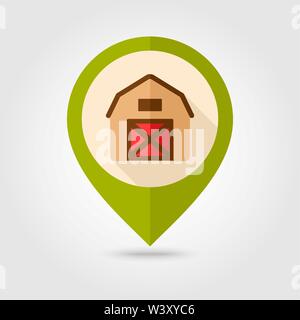 Barn house flat pin map icon. Map pointer. Map markers. Farm. Garden. Vector illustration eps 10 Stock Vector