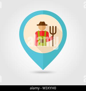 Farmers flat pin map icon. Map pointer. Map markers. Farm. Garden ...