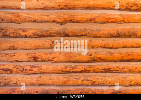 Wooden log wall texture background. Stock Photo