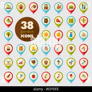 Garden Farm flat vector pin map icon. Map pointer. Map markers, eps 10 Stock Vector