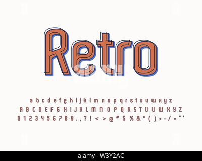 Retro font and alphabet. Stock vector illustration Stock Vector