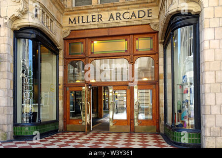 Built in 1899, Miller Arcade is an elegant Victorian shopping arcade in Preston city centre. It was inspired by the larger Burlington Arcade, London. Stock Photo