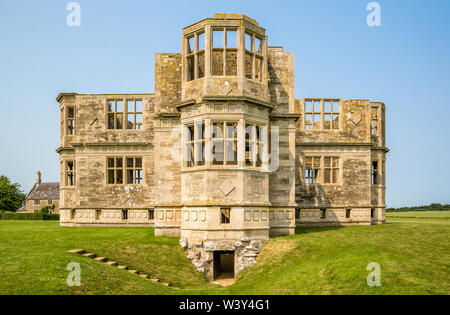 Lyveden New Bield in Northamptonshire UK - the unfinished shell of Thomas Tresham's Elizabethan summer house Stock Photo