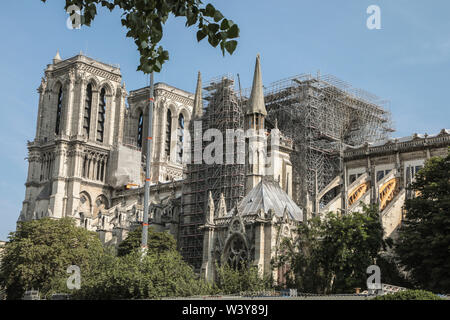 NOTRE-DAME CATHEDRAL ,THREE MONTHS AFTER THE FIRE Stock Photo