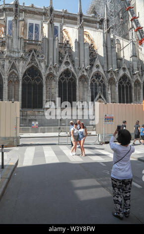 NOTRE-DAME CATHEDRAL ,THREE MONTHS AFTER THE FIRE Stock Photo
