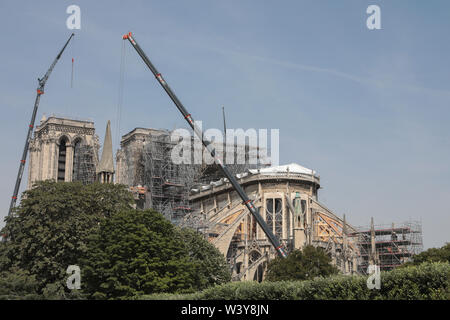 NOTRE-DAME CATHEDRAL ,THREE MONTHS AFTER THE FIRE Stock Photo