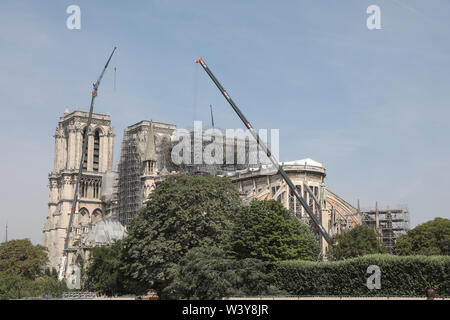 NOTRE-DAME CATHEDRAL ,THREE MONTHS AFTER THE FIRE Stock Photo