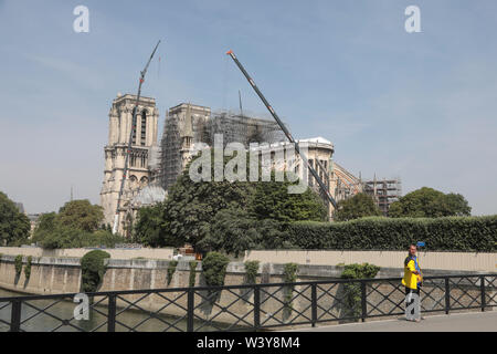 NOTRE-DAME CATHEDRAL ,THREE MONTHS AFTER THE FIRE Stock Photo