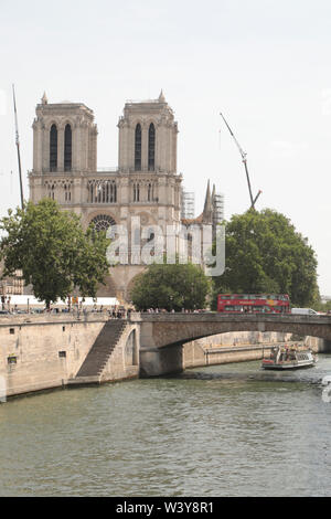 NOTRE-DAME CATHEDRAL ,THREE MONTHS AFTER THE FIRE Stock Photo