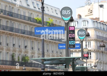 Bus stop sign in Paris France Stock Photo