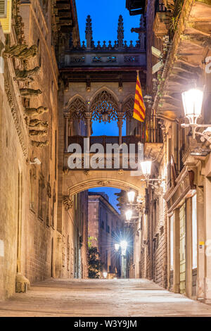 Carrer del Bisbe street, Gothic Quarter, Barcelona, Catalonia, Spain Stock Photo