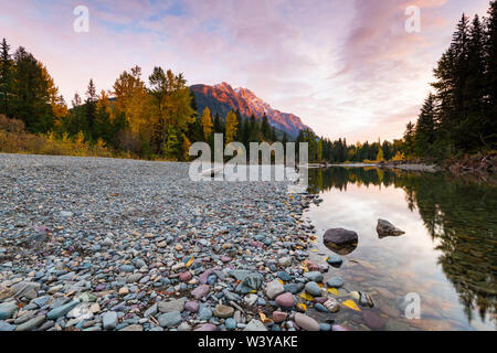 Sunset at Avalanche Creek, Glacier National Park, Montana, USA Stock Photo