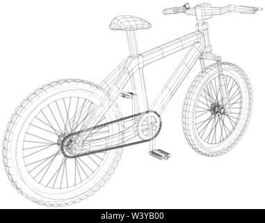 Sport road bike bicycle. Created illustration of 3d. Vector wire-frame concept Stock Vector