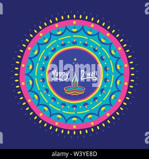 creative happy diwali greeting design, decorate with colorful rangoli Stock Vector
