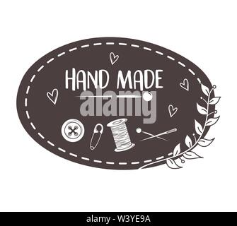 hand made sewing frame with accessories vector illustration design Stock Vector