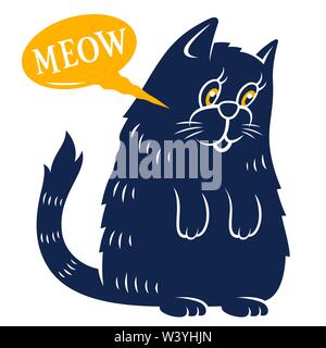 Cute cat talking meow. Vector illustration Stock Vector