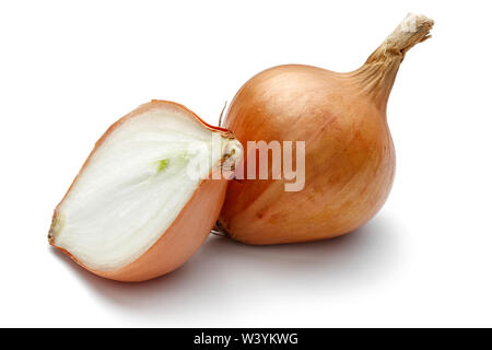 Fresh shallot, onion with slice isolated on white background Stock Photo