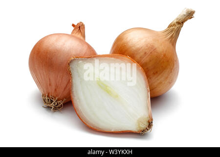 Fresh shallot, onion with slice isolated on white background Stock Photo