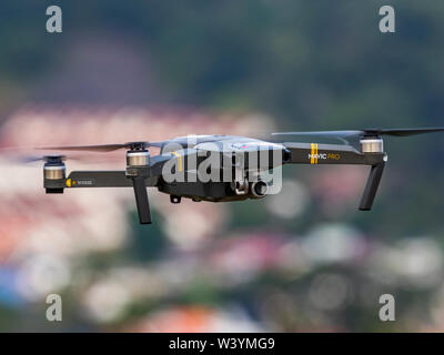 Penang/Malaysia - June 2019: The DJI Mavic Pro standing in flight outdoor, this is the first foldable drone ever made . Stock Photo