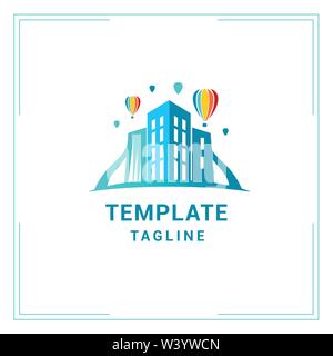 logo template for real estate Agency in blue Stock Vector
