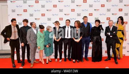 Daryl McCormack, Harry Kirton, Packy Lee, Charlene McKenna, Sophie Rundle, Finn Cole, Caryn Mandabach, Steven Knight, Anthony Byrne and Natasha O'Keeffe attending the Peaky Blinders Series Five World Premiere held at Birmingham Town Hall. Stock Photo